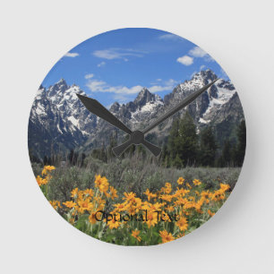 Grand Teton Springtime Souvenir Photo Round Clock