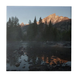 Grand Teton Sunrise at Cottonwood Creek Ceramic Tile