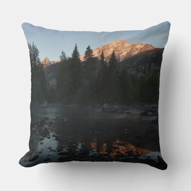 Grand Teton Sunrise at Cottonwood Creek Cushion (Front)