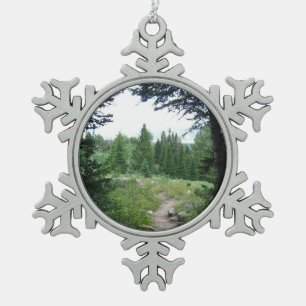 Grand Teton Trail Snowflake Pewter Christmas Ornament