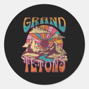 Grand Teton Wyoming Nature Hiking Mountains Outdoo Classic Round Sticker