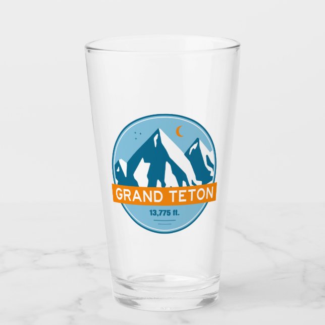 Grand Teton Wyoming Stars Moon Glass (Front)
