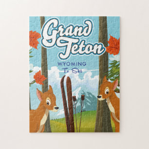 Grand Teton Wyoming to ski. Magnet Jigsaw Puzzle