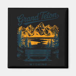 Grand Teton Wyoming Vintage Travel Scenic View Magnet