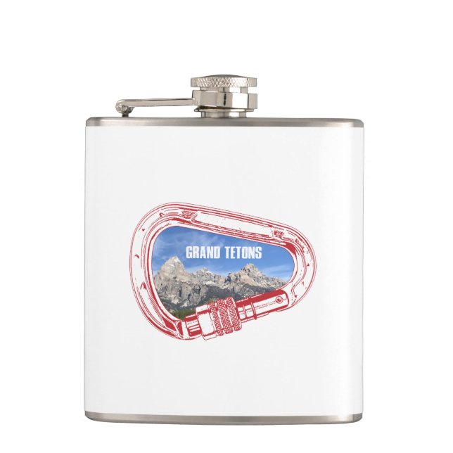 Grand Tetons Climbing Carabiner Hip Flask (Front)