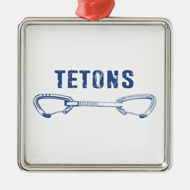 Grand Tetons Climbing Quickdraw Metal Ornament (Front)