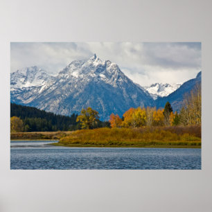 Grand Tetons, from the Oxbow, autumn Poster