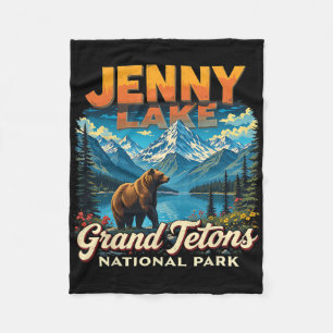 Grand Tetons National Park Jenny Lake Vintage Trip Fleece Blanket