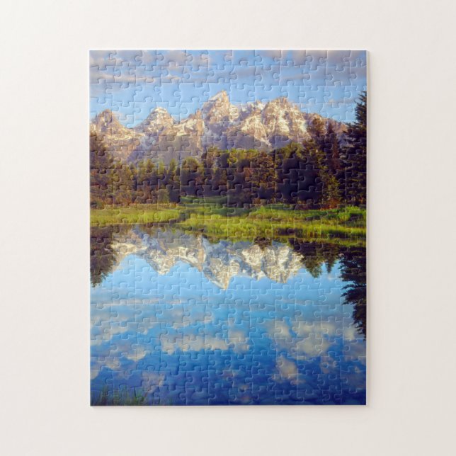 Grand Tetons reflecting in the Snake River Jigsaw Puzzle (Vertical)