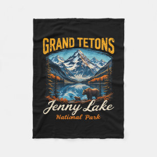 Grand Tetons Vintage Trip Vacation National Park J Fleece Blanket