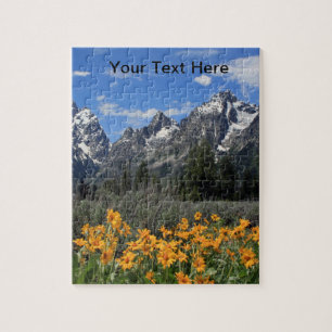 Grand Tetons With Snow and Spring Flowers Jigsaw Puzzle