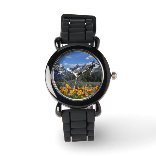 Grand Tetons with Yellow Flowers Watch (Front)