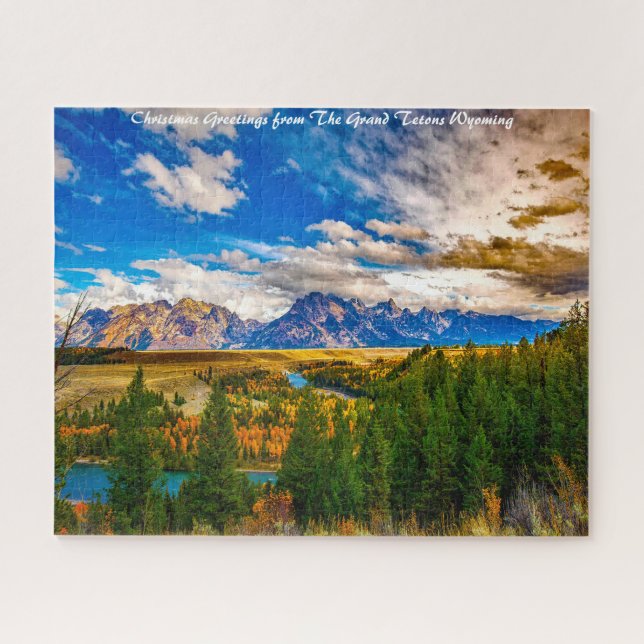 Grand Tetons Wyoming .Christmas Greetings Jigsaw Puzzle (Horizontal)