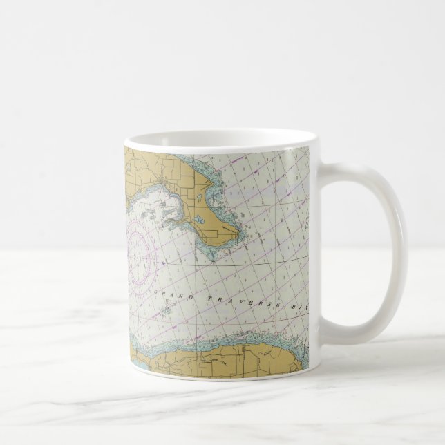 Grand Traverse Bay Michigan Nautical Chart Mug (Right)