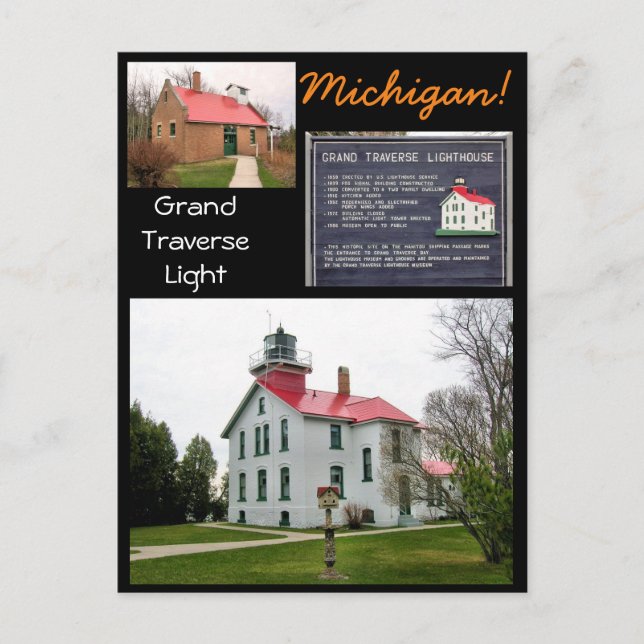Grand Traverse Light Michigan! Postcard (Front)