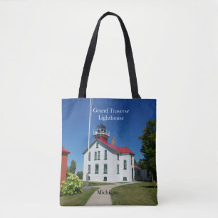 Grand Traverse Lighthouse all over tote bag