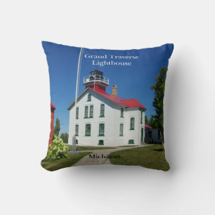 Grand Traverse Lighthouse square pillow