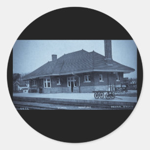 Grand Trunk Depot Pontiac Michigan (Cyan) Classic Round Sticker