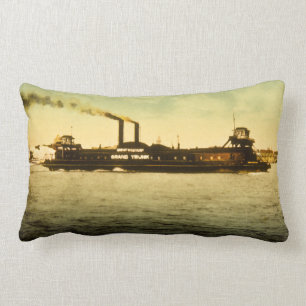 Grand Trunk Railroad Antique Vintage Postcard Lumbar Cushion