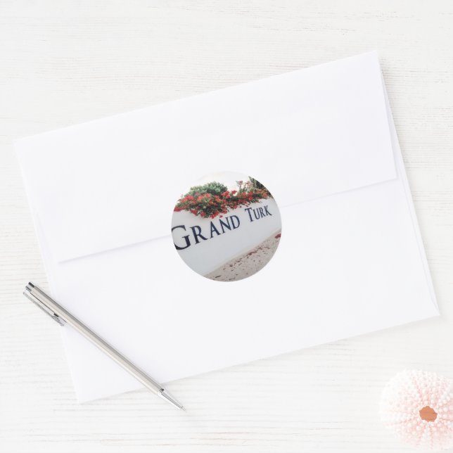 Grand Turk Beach Scene Classic Round Sticker (Envelope)