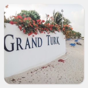 Grand Turk Beach Scene Square Sticker