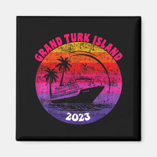 Grand Turk Island Cruise 2023 Retro Sunset Family Magnet