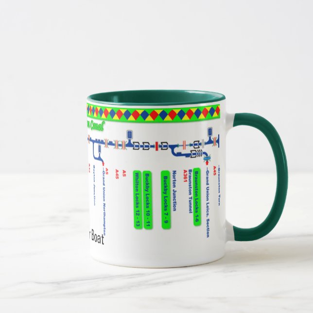 Grand Union Canal Route Map (1 of 4) Mug (Right)