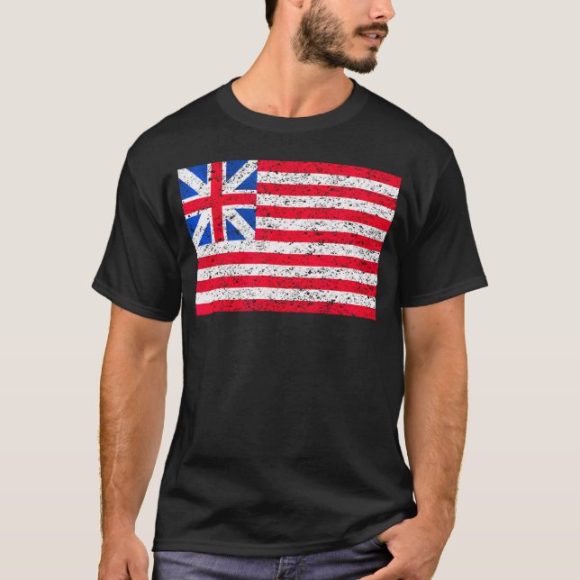Grand Union Flag America Patriotic Distressed      T-Shirt (Front)