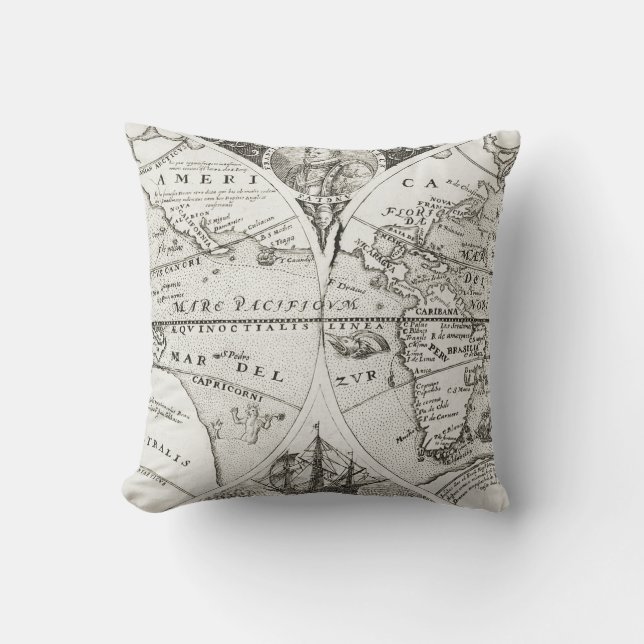 Grand Voyages Old Antique General Map World Cushion (Front)