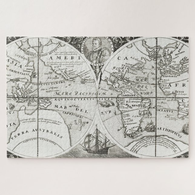 Grand Voyages Old Antique General Map World Jigsaw Puzzle (Horizontal)