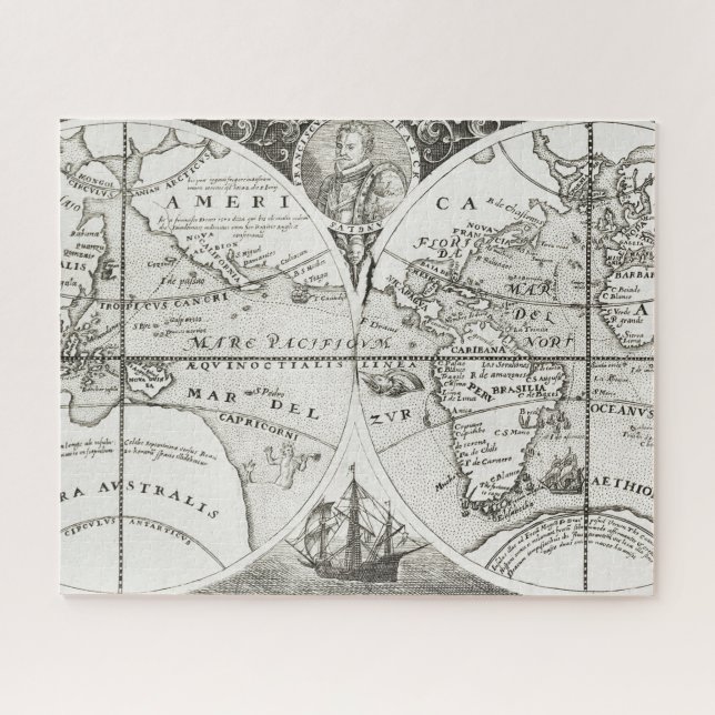 Grand Voyages Old Antique General Map World Jigsaw Puzzle (Horizontal)