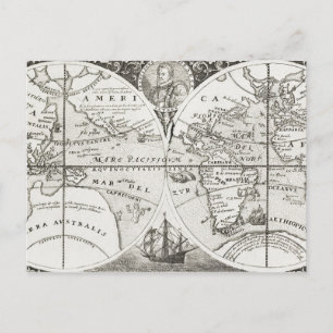 Grand Voyages Old Antique General Map World Postcard