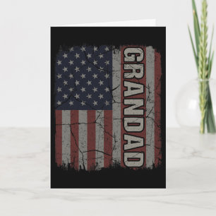 Grandad American Flag Vintage Father's Day 4th Of  Card