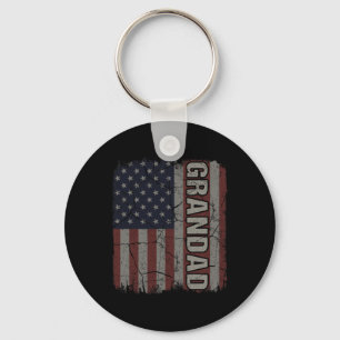 Grandad American Flag Vintage Father's Day 4th Of Key Ring