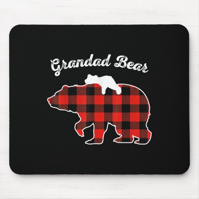Grandad Bear Flannel Red Plaid Pajama Family Match Mouse Pad (Front)