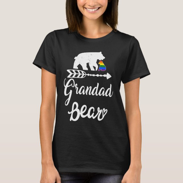 Grandad Bear LGBT LGBTQ Rainbow Pride Gay Lesbian T-Shirt (Front)