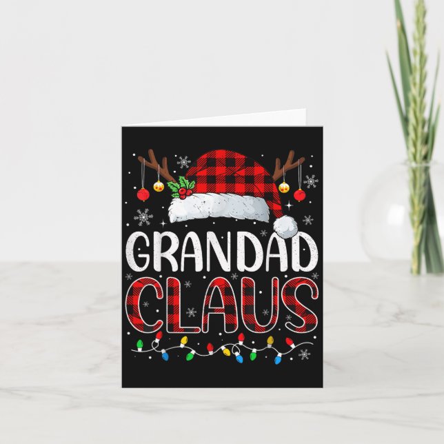 Grandad Claus Christmas Lights Pajama Family Match Card (Front)