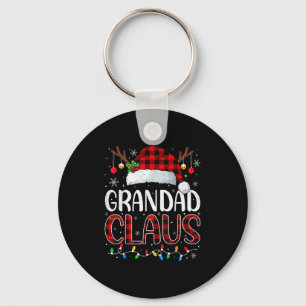 Grandad Claus Christmas Lights Pajama Family Match Key Ring