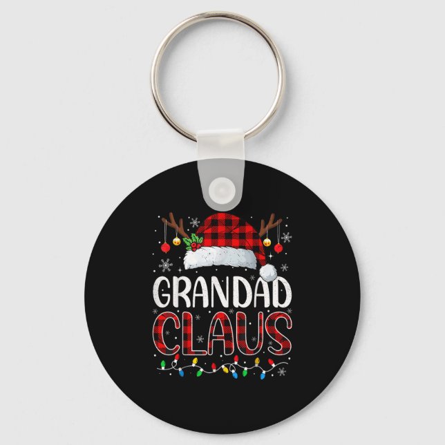 Grandad Claus Christmas Lights Pajama Family Match Key Ring (Front)
