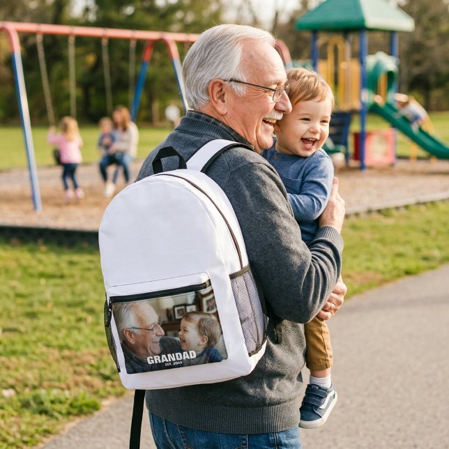 Grandad Est Gift For First Time Grandpa Printed Backpack (Grandad Est Gift For First Time Grandpa Printed Backpack)