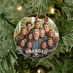 Grandad Est Year Photo Varsity Total Grands Legacy Ceramic Ornament