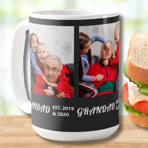 Grandad Established 3 Photo Bold White Typography Coffee Mug