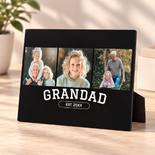 Grandad Established 3 Photo Collage Script Gift Plaque