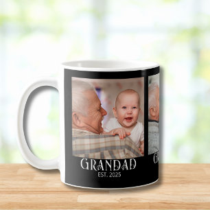 Grandad Established 3 Photo Gift Coffee Mug
