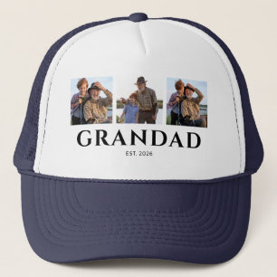 Grandad Established Black 3 Photo Trucker Hat