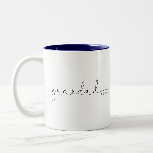 Grandad Established | Grandpa Gift Two-Tone Coffee Mug (Left)