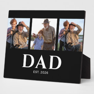Grandad Established Modern Black 3 Photo Plaque