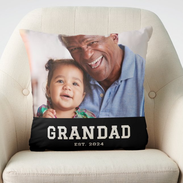 Grandad Established Modern Bold Photo Cushion (Creator Uploaded)