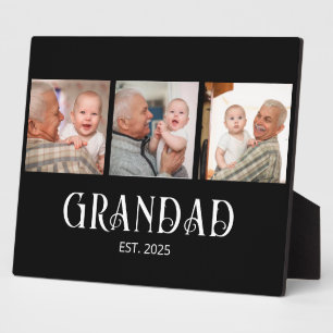 Grandad Established Modern Script 3 Photo Plaque