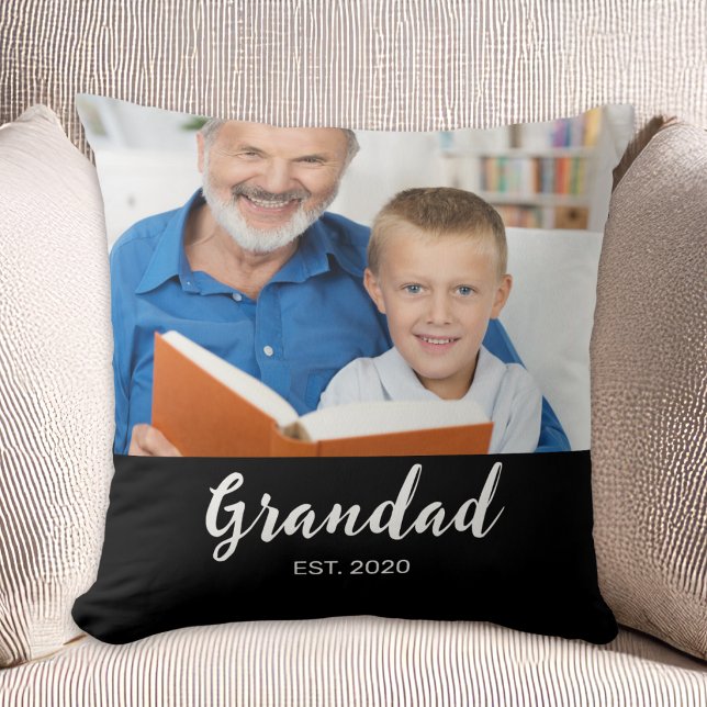Grandad Established Modern Script Photo Cushion (Creator Uploaded)